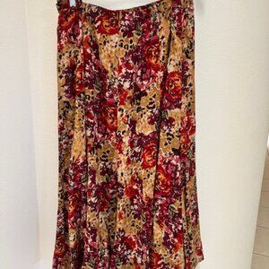 White Stag Womens Maxi Skirt Floral Print Pull On, Size 3X, Rayon Flowy Hem